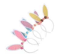 LIFKOME 4 Pièces Serrage-têtes Oreilles de Lapin de Pâques à Fleurs Bandana Mode Accessoire Cheveux pour Cosplay Photo