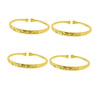 LIFKOME 4pièces Bracelet Ouvert Simulé Étoiles Filantes Laiton Pour Femmes Bangle Chic Épais Pour Mariages Et Style Étoiles Filantes