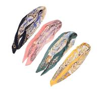 LIFKOME 4pièces Foulard Soie Délicate Écharpe à Motif Rhombique Accessoire De Mode Aléatoires