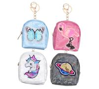 LIFKOME 4pièces Set De Portefeuilles à Monnaie avec Porte-clés Pochettes Décoratives pour Filles Licorne Flamant Petite Planète