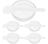 LIFKOME 5 ensembles Set de Bols Verre pour Masque Visage Bol Mélangeur Transparent et Épais Outil Facial DIY pour Soins Peau Kit Spa avec Spatule Blanche Pratique