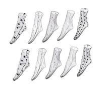 LIFKOME 5 paires Chaussettes Filet Tulle Transparentes Décorées pour Femmes et Légères et Respirantes Lot de Assorties Étoiles Éclairs et Adaptées à Toutes Chaussures