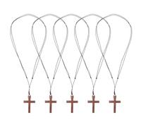 LIFKOME 5 Pièces Collier Pendentif Croix en Bois Naturel Unisexe 5 Pièces, Bijoux Chrétiens Sculptés la Main, Symbole de Foi Chrétienne, Accessoires Religieux Légers et Confortables pour