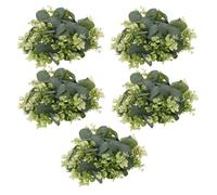 LIFKOME 5 pièces Mini Couronnes Eucalyptus Artificielles Vertes Anneaux de Bougie Décoratifs Tissu Porte Mur Fenêtre Centres de Table Mariage et Fête Anneaux de Bougie Rondes