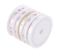 LIFKOME 5 rouleaux Ruban de Noël Imprimé Bande Décorative Blanche et Dorée Ruban pour Bricolage et Décoration Festive