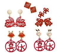 LIFKOME 6 Paires Boucles D'oreilles Lapin Rouge Charme Nombre Boucles D'oreilles Exquises Boucles D'oreilles Décoratives Boucles D'oreilles Pour Les Filles Clous D'oreilles Exquis Cuivre