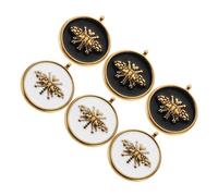 LIFKOME 6 Pièces Bee Charms Émail Doré et Noir Pendentifs Abeille Acier Inoxydable Résistants pour Colliers Bracelets et Créations DIY