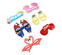 LIFKOME 6 pièces Lunettes de Fête Hawaïenne Accessoires Photo Amusants pour à Thème et Carnaval Style Tropical Flamant Rose Perroquet Étoile de Mer Crabe Ananas