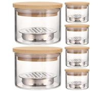 LIFKOME 6 pièces Set de Bols Verre Épais avec Tamis Inox pour Nettoyage Professionnel des Pinceaux Manucure Compatible Mélange de Gel et Lavage Outils Onglerie