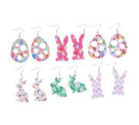 LIFKOME 6paires Boucles Oreilles De Pâques Cuir Avec Pendentifs Œufs Lapins De Élégantes Pour Femmes Parfaites Pour Fêtes De Pâques
