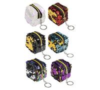 LIFKOME 6pièces Mini Pochettes à Sequins pour Femmes Et Portefeuille Pratique pour Change Et Accessoires Rouge Vert Noir Rose