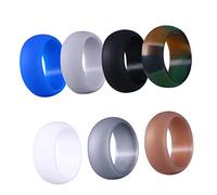 LIFKOME 7Pièces Set de Silicone pour Hommes Alliances Caoutchouc Ajustables Camouflage Noir pour Couples