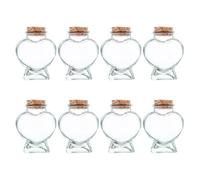 LIFKOME 8 Pièces Bouteille de Cœur 50ml en Verre avec Bouchon de Liège | Bonbonnière Transparente, Usage Fête et Décoration Maison, Capacité 50ml, Style Romantique