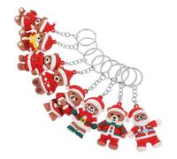 LIFKOME 8 Pièces Porte-clés Noël Ours avec Chapeau de Père Noël Ornements Suspendus pour Arbre de Porte-clés Cadeaux Fête Décoration