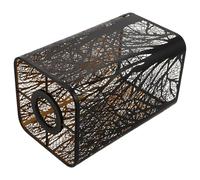 LIFKOME Abat-Jour Rectangulaire en Métal Noir Ajouré Motif Forêt, Abat-Jour de Lampe de Table Creux Décoratif, Accessoire D’Éclairage Domestique Compatible à Suspendre et Lampadaire,