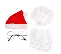 LIFKOME Accessoire De Père Noël Barbe Lunettes De Cosplay Articles De Fête Chapeau Perruque Barbe De Père Noël