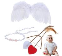 LIFKOME Accessoire Photo BéBé Cupidon 5 PièCes - Ensemble Ailes D'Ange Souples Et LéGèRes Arc Et FlèChes Bandeau Blanc Costume Cosplay BéBé SéAnce Photo Et FêTe Saint Valentin