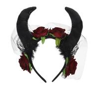 LIFKOME Accessoires de cheveux à cornes gothiques bandeau gothique à fleurs roses bandeau de fleurs de rose simulée d'Halloween Accessoire d'Halloween en tissu