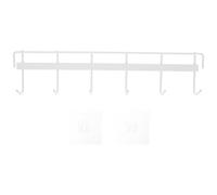 LIFKOME Accroche Murale sans Perçage avec 6 Crochets en Fer Blanc, Support Ustensiles Cuisine Multifonctionnel pour Murs, Installation sans Trace et Grand Espace de Rangement