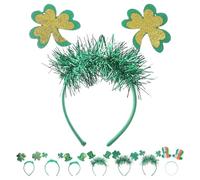 LIFKOME Assortiment 8 Serrage-têtes Trèfle Vert pour Saint-patrick, Bandeau à Cheveux en Tissu et Plastique Confortable, Accessoire Coiffure Fête Irlandaise, Décoration Saint-patrick