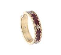 LIFKOME Bague Femme Réglable Rouge Émail Fleur Chinoise Style Ouvert Zircon Brillant Empilable Élégante Pour Quotidien Et Mariage