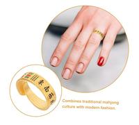 LIFKOME Bague Mahjong Merveilles Or pour Femmes Unique et Au Style Distinctif Anneau de Déclaration pour Amatrices de Majiang et Original
