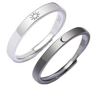 LIFKOME Bague Soleil Et Lune Ajustable En Alliage Pour Couples Mixtes, Anneaux Assortis Unisexes Symbolisant L’amour, Bagues Ouvertes Confortables Comme Présents Romantiques