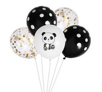 LIFKOME Ballons D’Anniversaire Panda 12 Pouces en Latex Paillettes - Lot de 15 set de Ballons Motifs Animaux Ruban Noir pour Décoration Fête