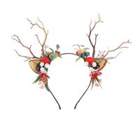 LIFKOME Bandeau Cerf de Noël Adulte Serre-tête Cerf Décoratif Antler Headband Accessoire Cheveux Fête Cosplay Ornement Baies et Branches pour Soirée Noël et Carnaval