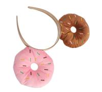 LIFKOME Bandeau Donut Coloré pour Filles - Serrage-Tête de Fête Carnaval en Tissu Léger Trois Couleurs Rose Café et Crème - Accessoire Déguisement Bonbons et Cosplay Anniversaire