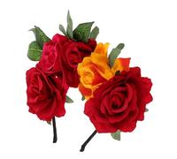 LIFKOME Bandeau Mariée Fleurs Artificielles Rouge Orange Rose Accessoire Cheveux Cosplay et Fête Couronne Mexicaine