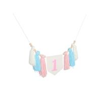 LIFKOME Bannière Chaise Haute Premier Anniversaire et Pompons Faits Main Décoration pour Fille Guirlande Perles et Tassels Facile à Installer