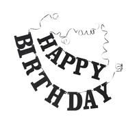 LIFKOME Bannière noire « Joyeux anniversaire » - Décorations de fête pour enfants et adultes, toile de fond pour célébration d'anniversaire, pour la maison ou un événement