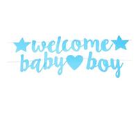 LIFKOME Bannière Pailletée pour Shower Garçon 2 Pièces Décoration Suspendue pour Fête de Révélation Panneau de Fond Photo pour Naissance et Baptême Accessoires Festifs pour Événements