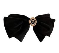 LIFKOME Barrette pour Filles Nœud en Tissu et Perles, Pince à Cheveux Noire Résistante et Élégante, pour Fête ou Concours de Beauté