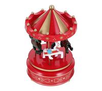 LIFKOME Boîte à Musique Carrousel Rotatif en Métal Rouge Doré, Décoration de Bureau Rétro, Présent D’Anniversaire, Pièce Unique, Ambiance Festive et Décorative, Art Carousel Élégant