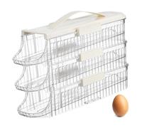 LIFKOME Boîte à Œufs à Roulement Blanche Organiseur Transparent pour Réfrigérateur avec Poignée Portable Rangement Pratique Œufs pour