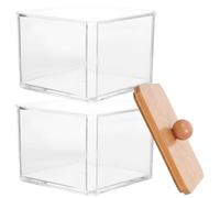 LIFKOME Boîte de Rangement Empilable pour Cotons-tiges et Disques Démaquillants Double Compartiment Transparent avec Couvercle Organisateur Polyvalent pour Salle de Bain et Maquillage