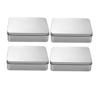 LIFKOME Boîtes en Fer-blanc avec Couvercle, Design sans Soudure Facile à Nettoyer 4pcs Rectangulaires Argentées pour Rangement de Bonbons ou Bijoux