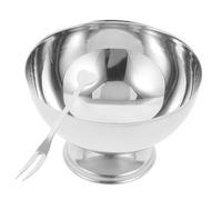 LIFKOME Bol à Dessert Acier Inoxydable Grand Format avec Fourchette Coupe pour Glace Salade et Pudding et Élégant pour Maison et Restaurant