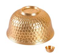 LIFKOME Bol Laiton Martelé Doré Ronde pour Offrandes Dessert Fruits et Rituels de Purification Méditation et Yoga Bol Compact pour Service et Stockage