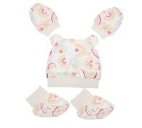 LIFKOME Bonnet En Coton Pour Bébé Et Couvre-pieds Anti-rayures, Taille Standard, Ensemble 3 Pièces Coloré Arc-en-ciel, Doux Et Respirant, Adapté -né Et Maternité, Présent Naissance Complet