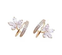 LIFKOME Boucles D'oreilles Manchette Griffes Femme, Zircone Microsertie, Plaqué Or, Style Fleur Délicate, Clous D'oreilles pour Oreilles Percées, Usage Quotidien et Sorties