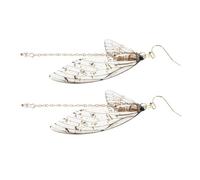 LIFKOME Boucles D'oreilles Pendantes Ailes D'insecte en Perles Synthétiques Dégradées Gris Doré, Légères et Féminines, Femme, Mariage et Fête, Lot de 2 Pièces Élégantes