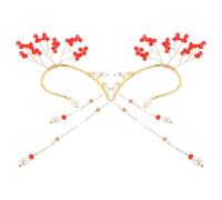 LIFKOME Boucles Oreilles Clip sans Piercing Cristal Rouge avec Gland Boucles Oreilles Pendantes Torsadées Artisanales pour Femmes Bijoux Elfes Féeriques pour Fêtes et Cosplay