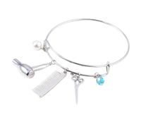 LIFKOME Bracelet Créatif Femme Alliage Argenté Pendentifs Ciseaux Peigne Coiffeur Décoration Poignet Fête Soirée