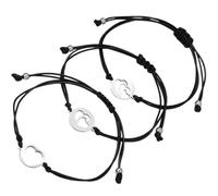 LIFKOME Bracelet Cœur en Acier Inoxydable Creux, Jonc Ajustable en Corde Cirée, Ensemble Décoratif Mère-fille pour Fête des Mères et Amitié, Bijou Tissé Hypoallergénique et Solide