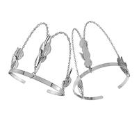 LIFKOME Bracelet Manchette En Métal Argenté Chaîne Et Feuille, Brassard Réglable Pour Femme, Bijoux De Bras Supérieurs Élégants, Accessoire Mode Quotidien Et Occasions Spéciales, Lot De 2 Pièces