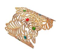 LIFKOME Bracelet Manchette Ethnique Haut du Bras en Alliage Or, Réglable et Pratique Motif Feuilles et Fleurs Ajourées, Élégant pour Toutes Occasions