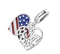 LIFKOME Bracelet Pendentif Cœur Drapeau Américain Créatif Argent Chaîne Poignet Accessoire Décoratif pour Femme Bijou Léger et Résistant pour Fêtes et Usage Quotidien
